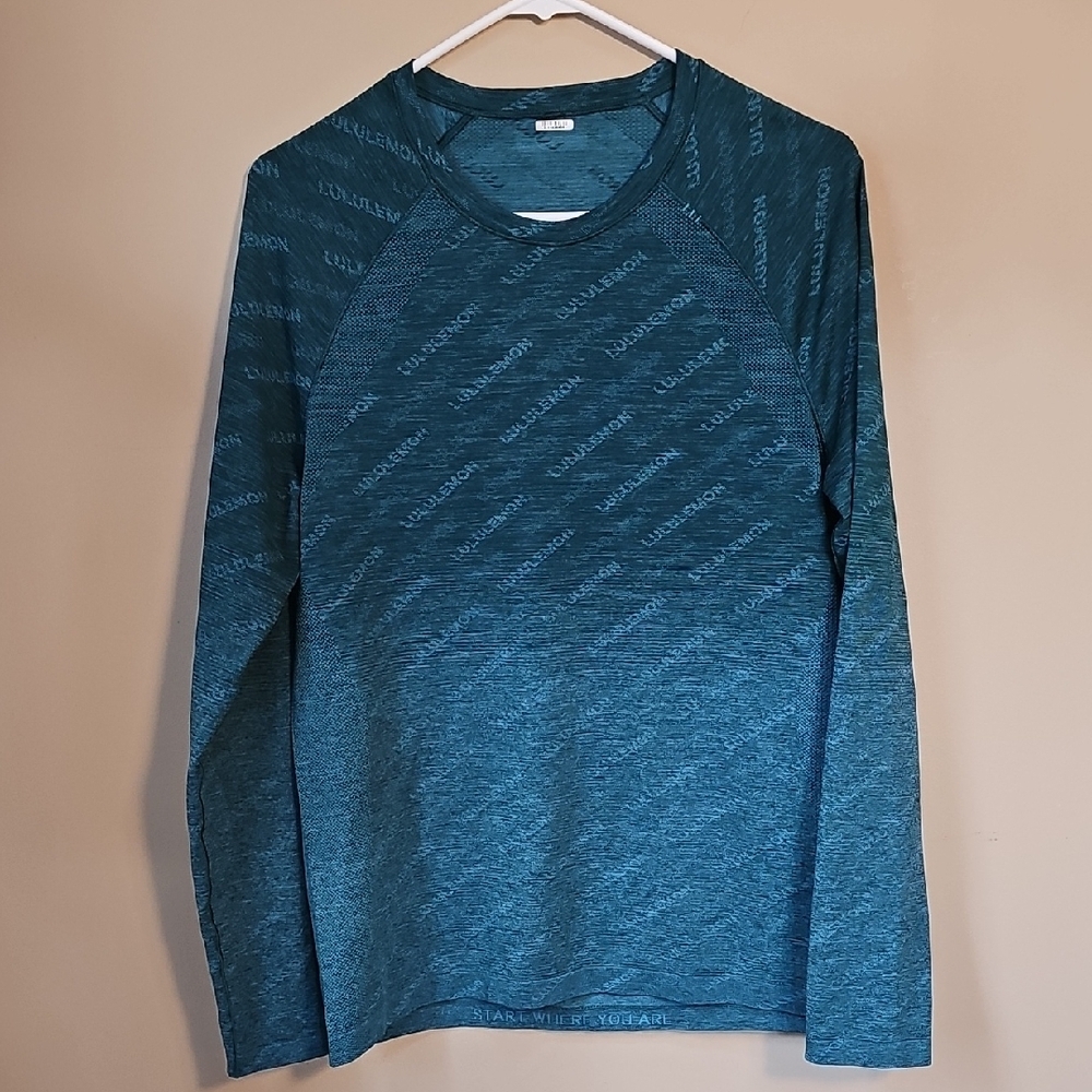 lululemon Teal long sleeve top Allover Print Ombre